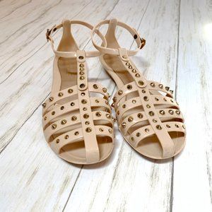 Shoedazzle Tan/Gold Hadar Sandals Size 9